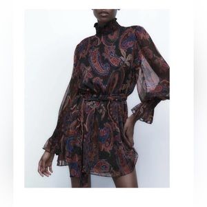 Zara mini chiffon print dress